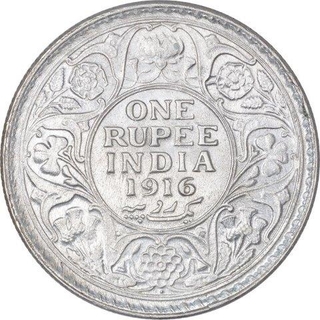 Silver One Rupee Coin of King George V of Bombay Mint of 1916.