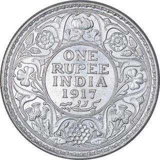 Silver One Rupee Coin of King George V of Bombay Mint of 1917.