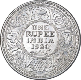 Silver One Rupee Coin of King George V of Calcutta Mint of 1920.