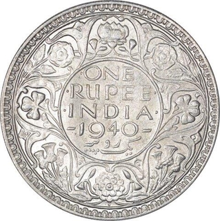 Silver One Rupee Coin of King George VI of Bombay Mint of 1940.