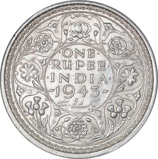 Silver One Rupee Coin of King George VI Bombay Mint of 1943.