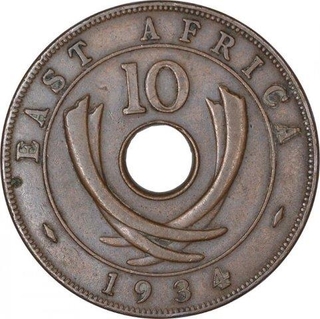 Copper Ten Cents Coin of East africa.