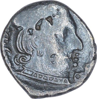 Silver Drachma Coin of Rudrasena II of Western Kshatrapas.