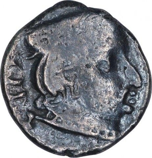 Silver Drachma Coin of Rudrasena II of Western Kshatrapas.