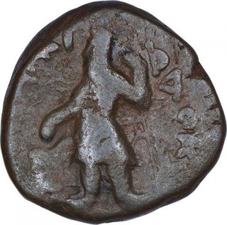 Copper Tetradrachma Coin of Kanishka I of Kushan Dynasty.