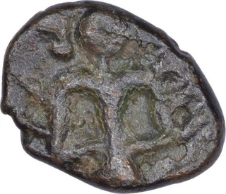 Copper One Kasu Coin Krishnadevaraya of Tuluva Dynasty of Vijayanagar Empire.