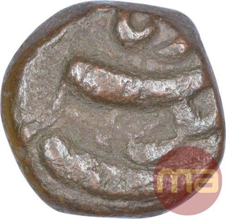 Copper Quarter Dam Coin of Akbar of Burhanpur Mint of Bahman Month.