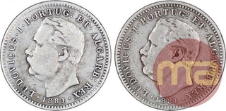 Silver Half Rupia Coins of Luiz I of Indo Portuguese.