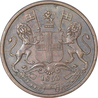 Copper Half Pice of East India Company of Calcutta Mint of 1853.