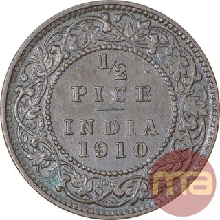 Bronze Half Pice Coin of King Edward VII of Calcutta Mint of 1910.