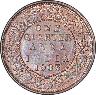 Copper One Quarter Anna Coin of King Edward VII of Calcutta Mint of 1903.