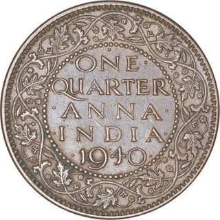 Bronze Quarter Anna Coin of King George VI of Bombay Mint of 1940.