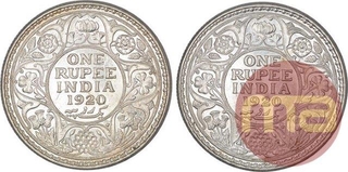 Silver One Rupee Coins of King George V of Calcutta Mint of 1920.