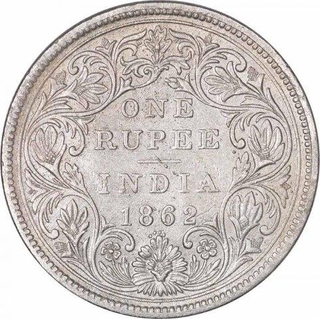 Error Silver Rupee Coin  of Victoria Queen of Bombay Mint of 1862.