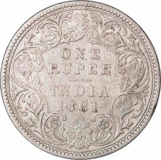 Error Silver Rupee Coin  of Victoria Empress of Calcutta Mint of 1881.