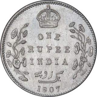 Error Silver One Rupee Coin of King Edward VII of Bombay Mint of 1907.