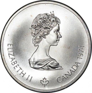 Silver Ten Dollars Coin of Elizabeth II of Canada.