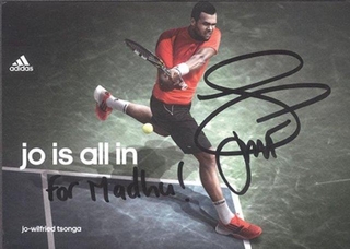 Autograph of Legendary Tennis Player Jo Wilfried Tsonga.