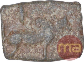 Lead Square Coin of Rudrasena III of Western Kshatrapas.