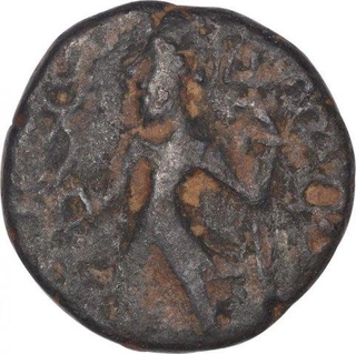 Copper One Fourth Coin of Kanishka I of Kushan Dynasty.