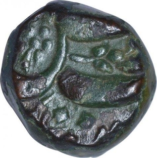 Copper Damra Coin of Akbar of Burhanpur Mint.