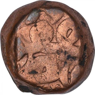 Copper Dam Coin of Akbar of Narnol Mint of Fi Tarikh Type.