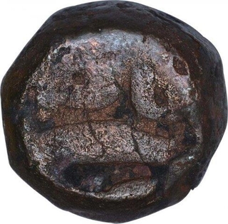 Copper Dam Coin of Akbar of Narnol Mint of Fi Tarikh Type.