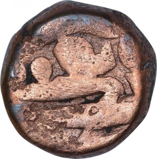 Copper One Dam Coin of Akbar of Narnol Mint of Fi Tarikh Type.