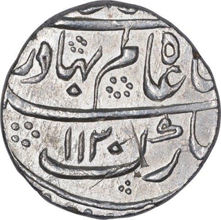 Silver One Rupee Coin of Shah Alalm Bahadur of Junagadh Mint.