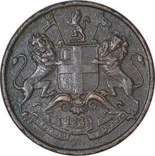 Copper One Twelfth Anna Coin of East India Company of Bombay Mint of 1835.