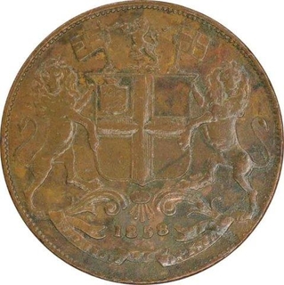 Copper One Quarter Anna Coin of East India Company of Royal Mint of 1858.