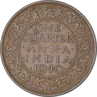 Bronze One Quarter Anna Coin of King George VI of Bombay Mint of 1940.