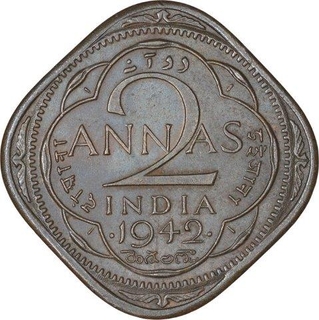 Copper Nickel Two Annas Coin of King George VI of Bombay Mint of 1942.