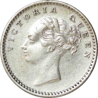 Silver Quarter Rupee Coin of Victoria Queen of Madras Mint of 1840.