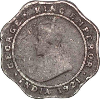 Cupro Nickel Four Annas Coin of King George V of Calcutta Mint of 1921.