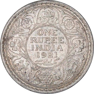 Silver One Rupee Coin of King George V of Bombay Mint of 1921.