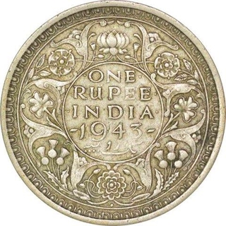 Silver Rupee of King George VI of Bombay Mint of 1943.