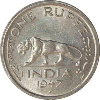 Nickel One Rupee Coin of King George VI of Bombay Mint of 1947.