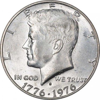 Silver Half Dollar Coin of Two Hundred Years of Freedom of USA.