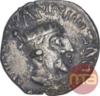 Silver Drachma coin of Nahapana of Western Kshatrapas.