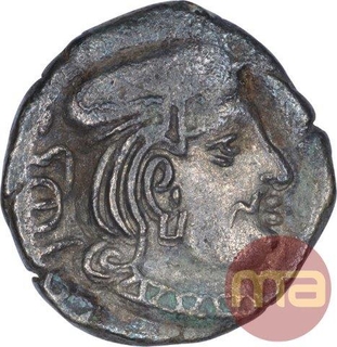 Silver Drachma Coin of Rudrasena II of Kardamaka Family of Western Kshatrapas.