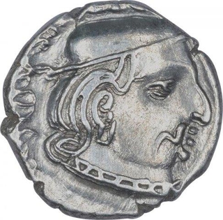 Silver Drachma Coin of Rudrasena II of Western Kshatrapas.