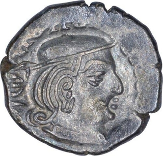 Silver Drachma Coin of Rudrasena II of Kardamaka Family of Western Kshatrapas.