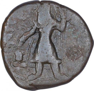 Copper Tetradrachma Coin of Kanishka I of Kushan Dynasty.