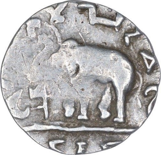 Silver Drachma Coin of Mahadeva of Audumbara Dynasty.