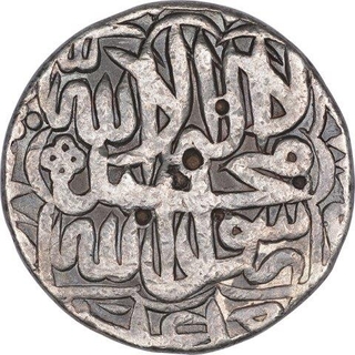 Silver One Rupee Coin   of Akbar of Agra Dar ul Khilafat Mint.