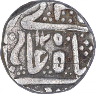 Silver One Rupee Coin of Malharnagar Mint of Indore State.