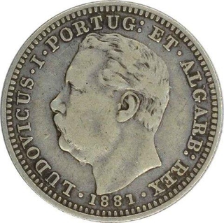 Silver Half Rupia of India Portuguese of Luis I.