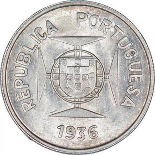 Silver Half Rupee Coin of Portuguese Administration of Indo Portuguese.