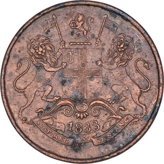 Copper Quarter Anna Coin of Bombay Presidency.